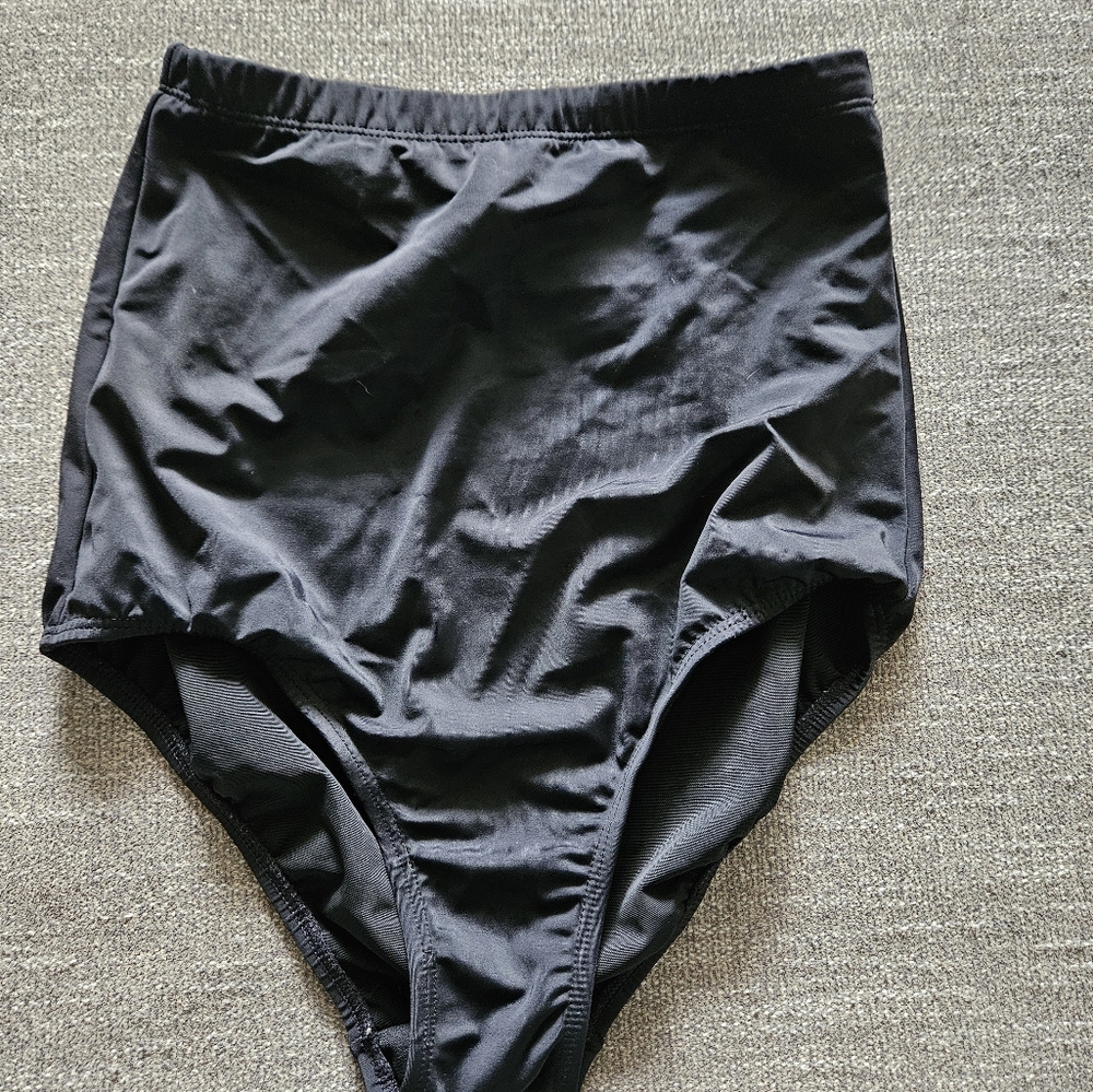 Womans High Waisted Black Swimsuit Bottoms Size 16